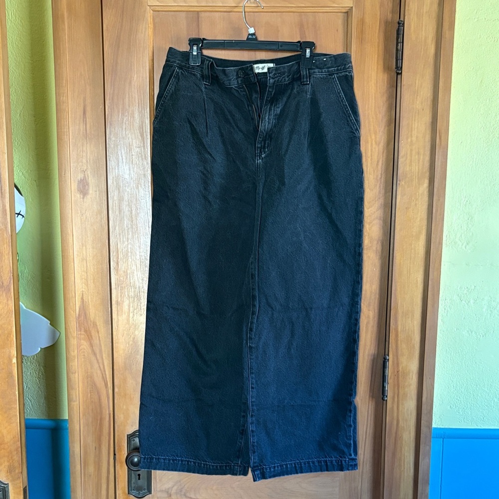 Madewell Black Wide-Leg Denim Pants